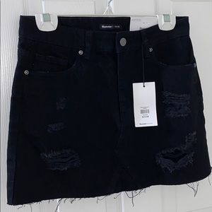 Black Mini Distressed Skirt